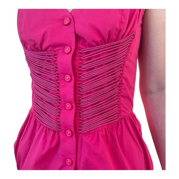 Thierry Muglar Paris France Corset Tank Dress Fuschia Pink Size 38 / SMALL Retro - Picture 9 of 11